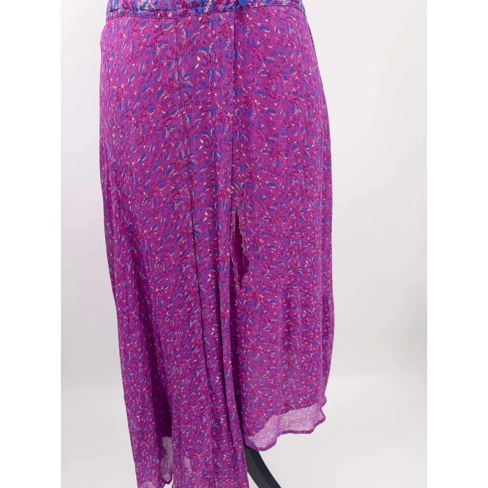 B15 Ba&sh Meryl Midi Dress Womens M Floral Ruffle Asymmetrical Wedding Guest - Picture 6 of 10